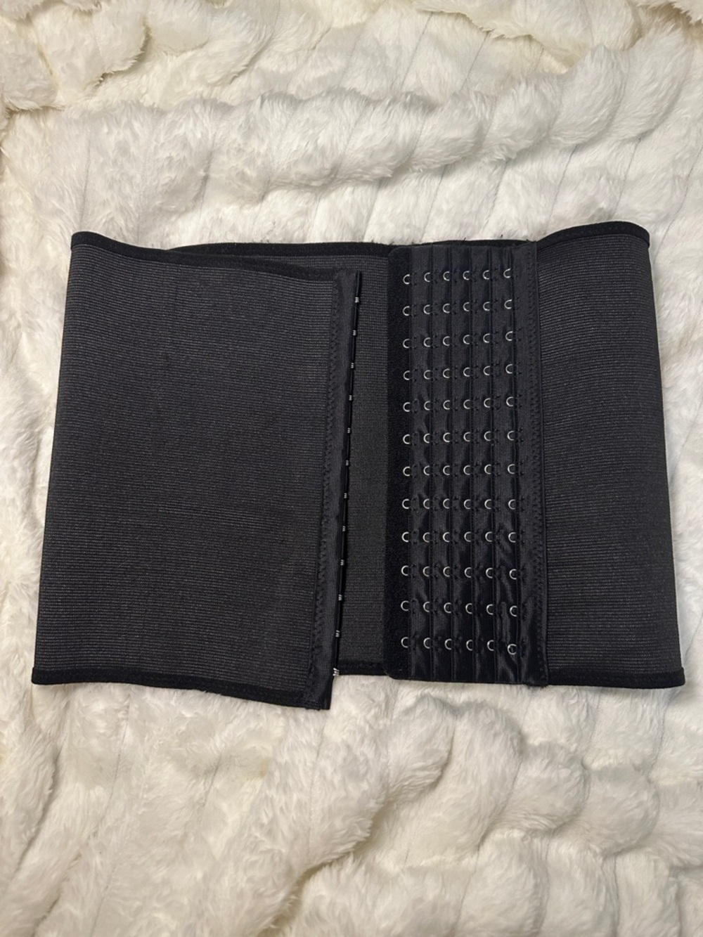 Black Waist Trainer with Multi-Hook Closure
